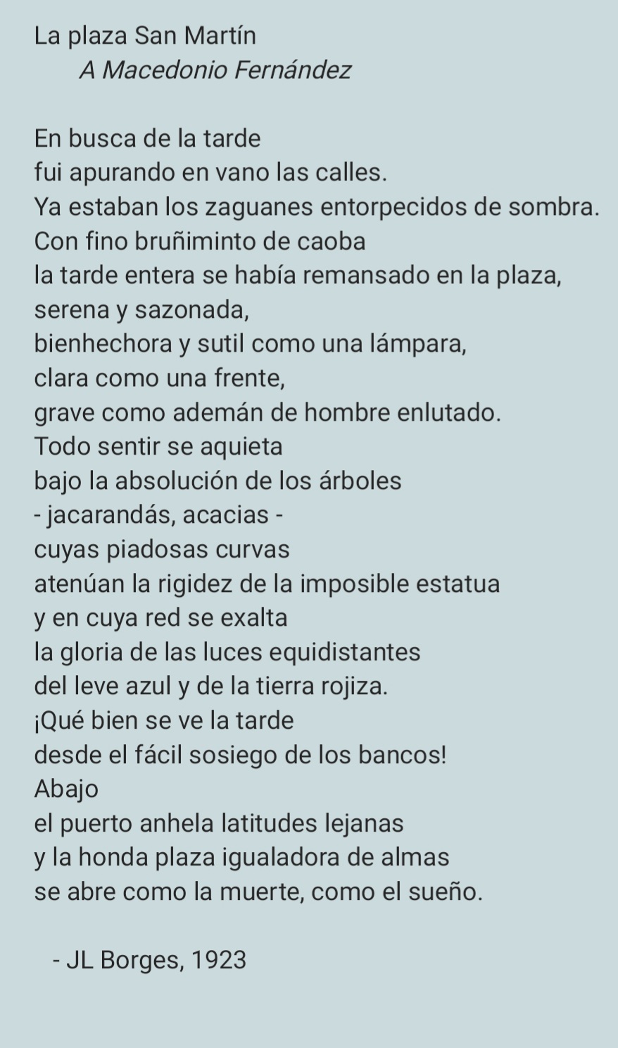 La plaza San Martín. Por Jorge Luis&nbsp;Borges
